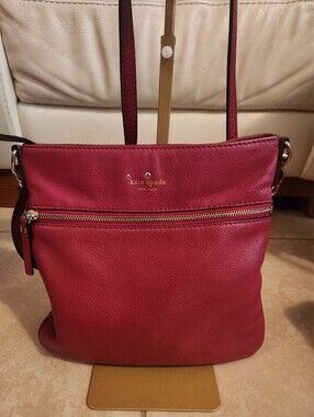 Kate Spade Shoulder Bag Red Pebbled Leather